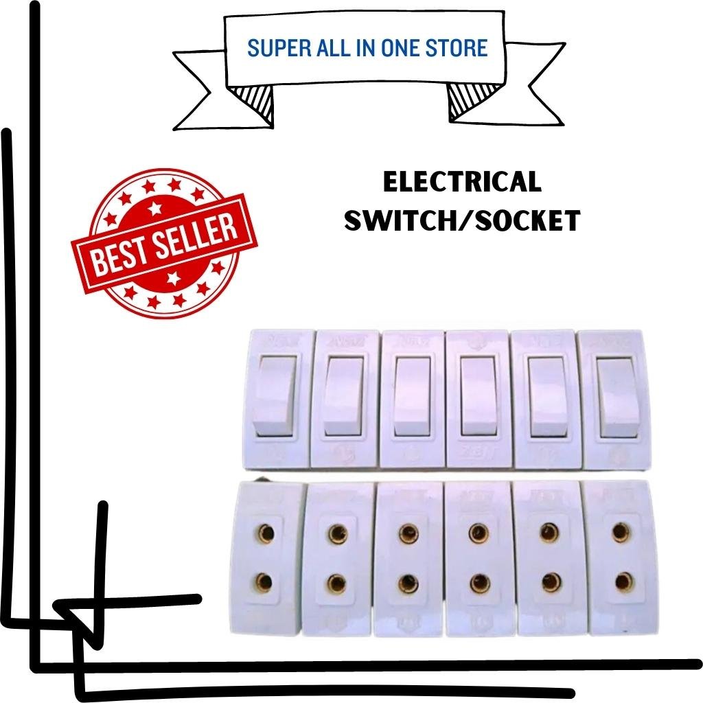 Switch and Sockets For Electrick board 12 pieces (6+6)