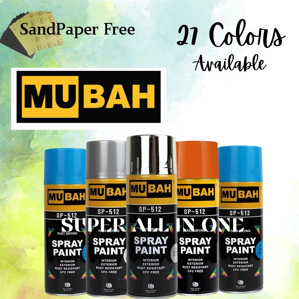 SPRAY PAINT Original MUBAH (Imported) for All-Purpose – High-Quality, Durable, and Versatile Spray Paint – Suitable for Metal, Wood, Plastic, and More – Fast-Drying and Long-Lastin