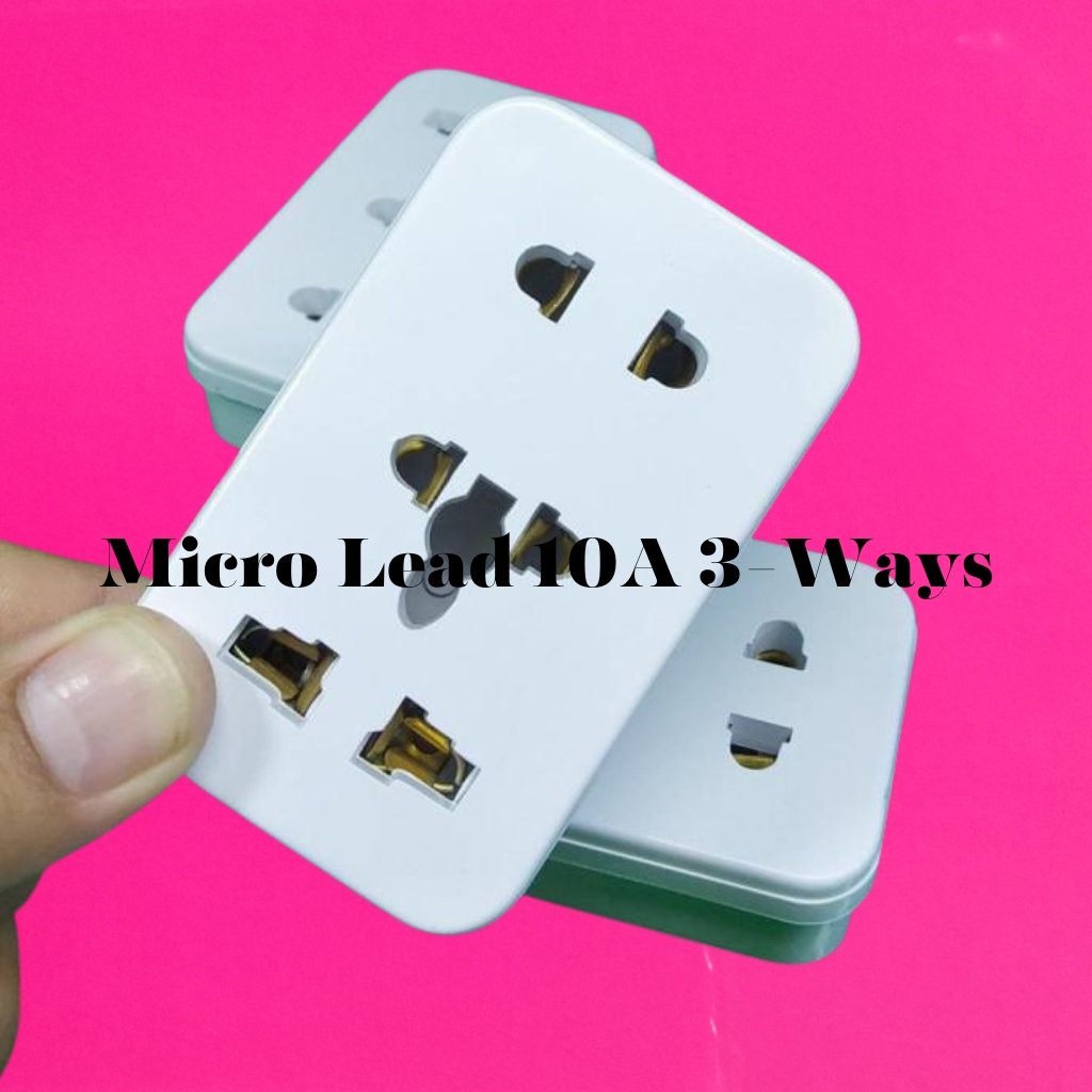 Micro Lead 10A 3-Ways AC 250V Extension Board - 3 Sockets, EU/US/UK Plug Support for Electrical Supply (Without Cable Wire) - Perfect for Home, Office, and Electronics