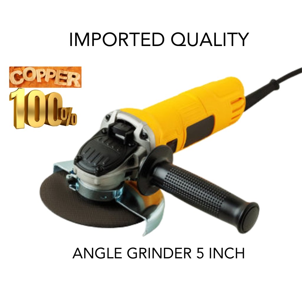 Angle Grinder 5 Inch Best Quality Pure Copper Winding Motor, High-Performance Electric Grinder for Cutting, Polishing, Sanding, Durable Ergonomic Design, Ideal for Home and Profess