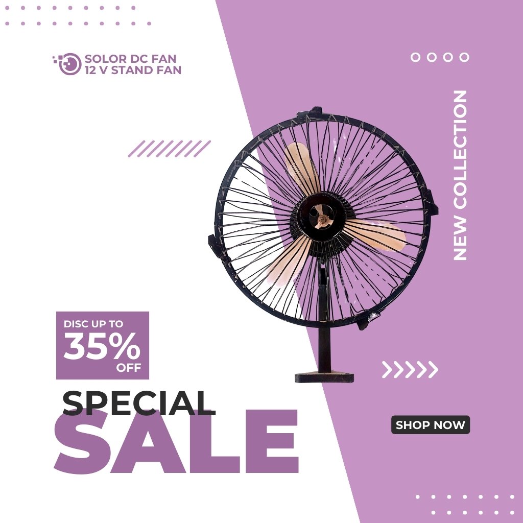 12 Volt DC Mini Adjustable Fan For Both Indoor & Outdoor Use (8 inches)