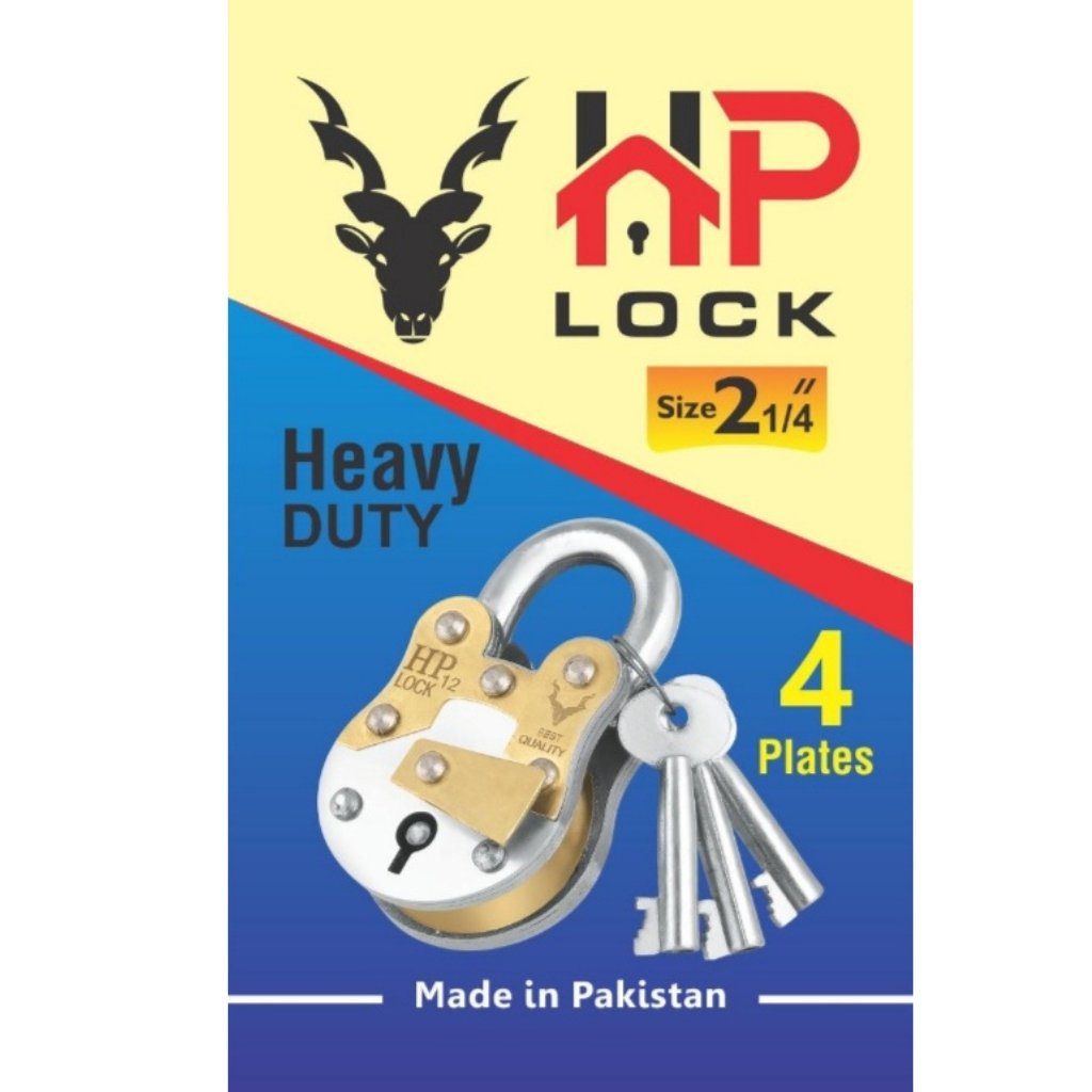 HP Lock 4 Plates 3 Keys in Brass Wall High Quality Lock Non Breakable Lock Desi Lock Bhari Lock HP Lock 4 Plates with 3 Keys in Brass Wall High-Quality Non-Breakable Lock Desi Bhar