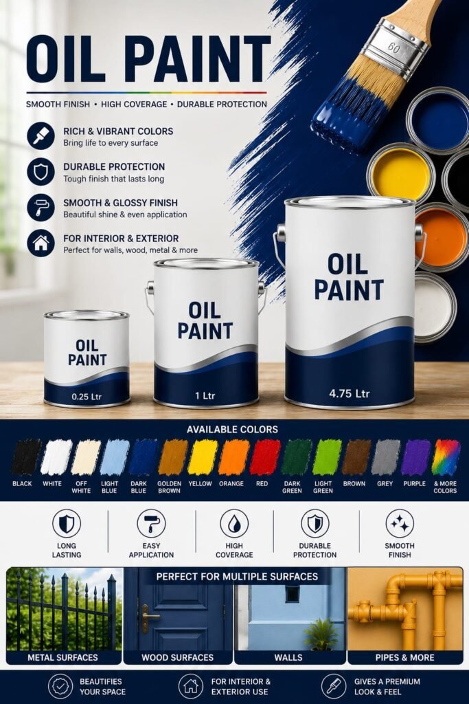 Premium Oil Paint for Metal, Wood & Walls