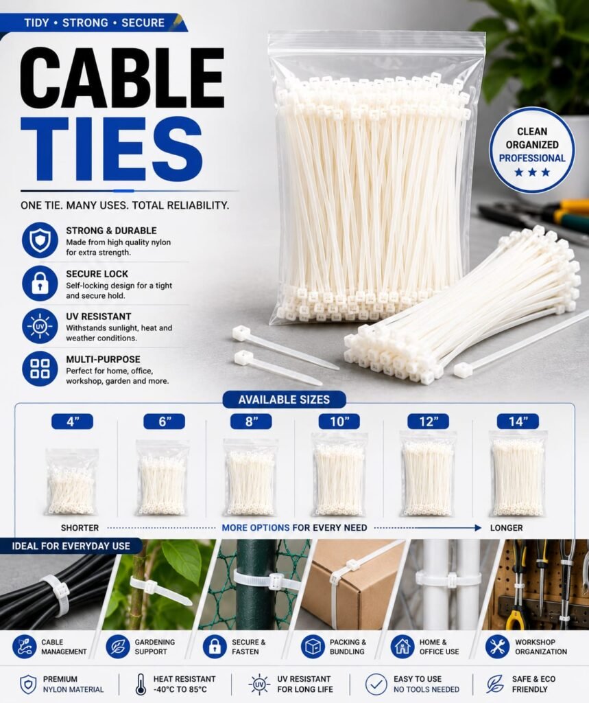 White Nylon Cable Ties Pack