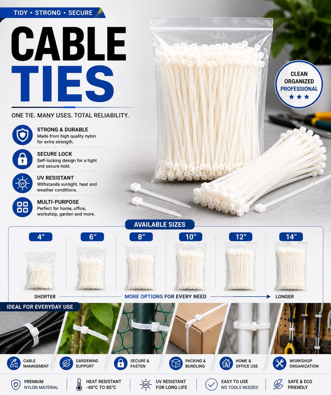 White Nylon Cable Ties Pack