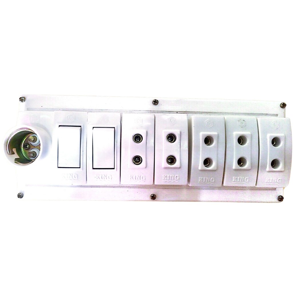Electric Extension Board Wall Electric Board High Quality PVC Box & Fibar Sheet Piano Switch Sockets (8 Points)