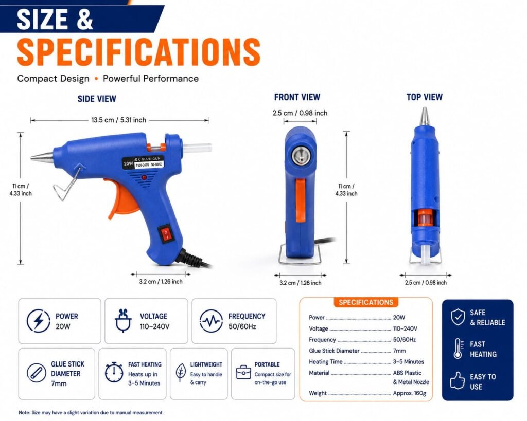 20W Mini Hot Melt Glue Gun with 10 Glue Sticks