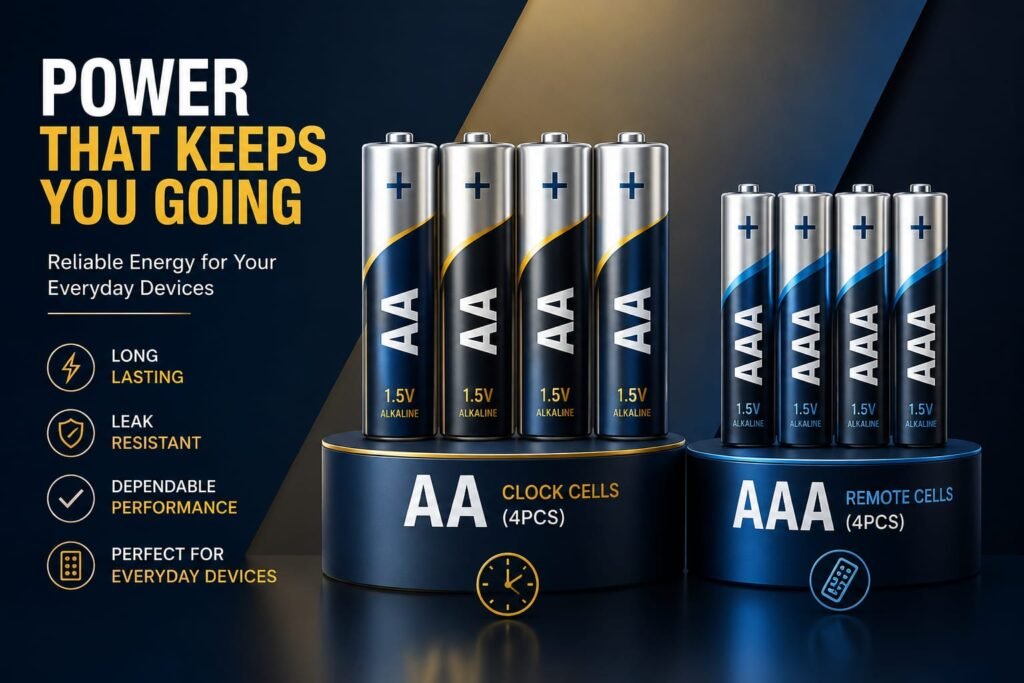 AA Clock Cells (4PCS) + AAA Remote Cells (4PCS)