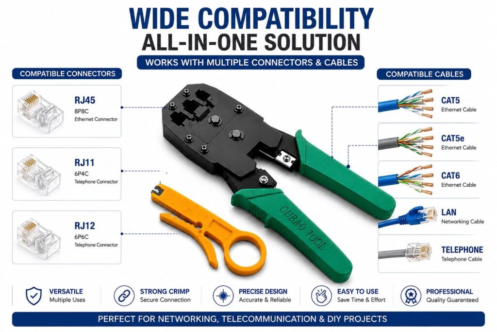 RJ45 Crimping Tool 3-in-1 Professional Network LAN Cable Crimper RJ45 RJ11 RJ12 Cable Cutter Wire Stripper Ethernet Cat5 Cat5e Cat6 Tool